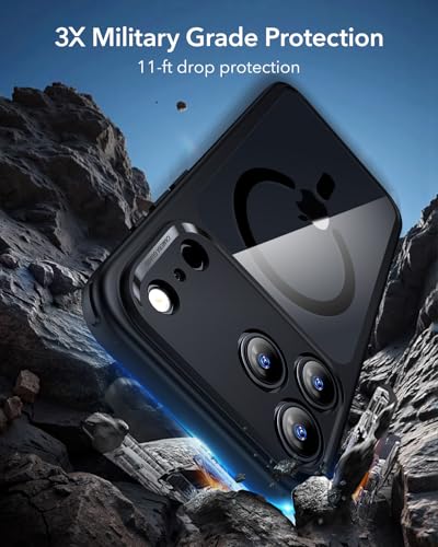 Image of ESR for iPhone 17 Pro Max Case, Camera Control Cover, Compatible with MagSafe, Shockproof Military-Grade Protection, Magnetic Phone Case for iPhone 17 Pro Max, Classic Hybrid Case, Clear Black