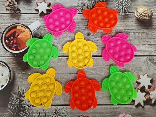 Image of 8 Packs Silicone Ocean Sea Turtle Teething Fidgets Pop for Kids,Infants Sensory Animal Shape Chew Toys