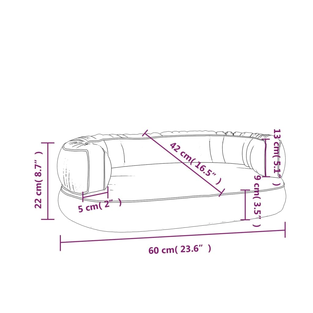 Ergonomisches Hundebett Dunkelblau mit Schaumstofffüllung aus Kunstleder 60x42 cm rutschfestes Hundesofa waschbar und gelenkschonend als kuscheliger Schlafplatz für Welpen und Hunde Reise