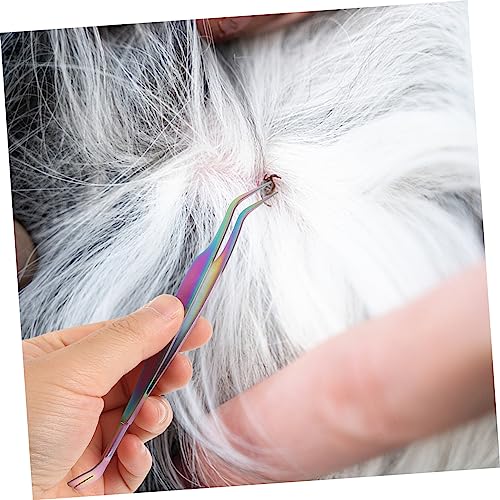 FONDOTIN Handheld Edelstahl Pinzette Für Entfernung Von Zecken Und Tierhaaren Praktisches Reinigungswerkzeug Für Hunde Und Katzen Ergonomischer Griff Langlebig