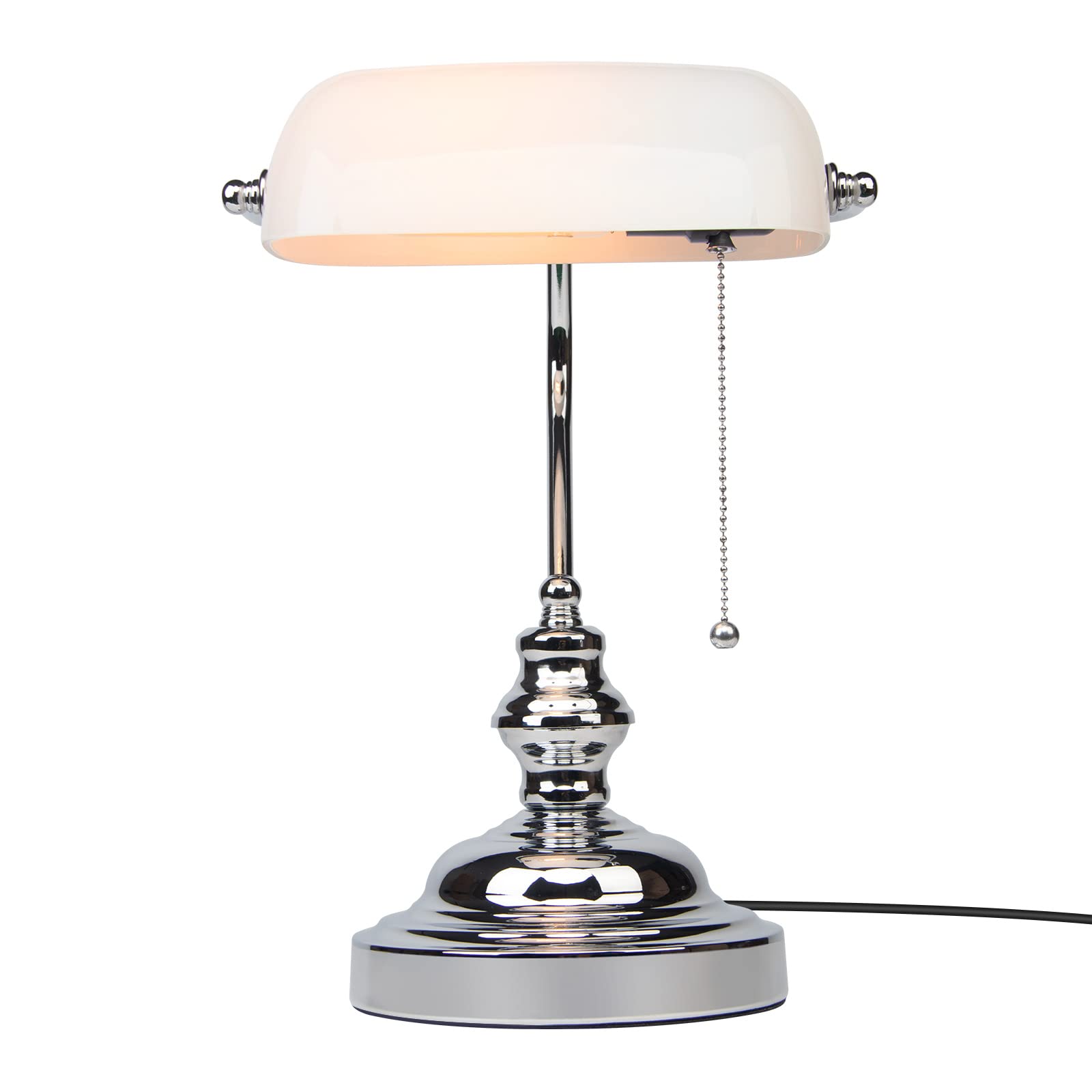 Library Lamp Classic Bankers Desk Lamp FIRVRE White Glass Banker