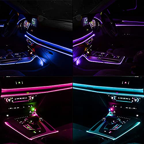 Aotoink Car Interior Strip Lights, 5 In 1 Multicolor Rgb Led Ambient Lighting, Fiber Optic El Neon Tube Light, Diy Mode And Music Sync App Control 12V Light Kit #TOP3