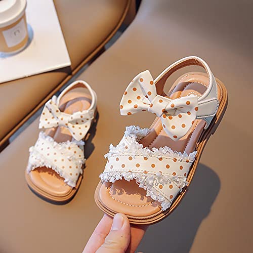 Toddler Kids Girl Open-toe Casual Sandal Low Heel Hook & Loop Ankle Strap Bow Soft Sole Party Dress Shoes4