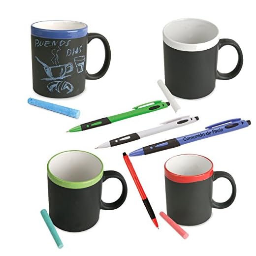 Lote de 10 tazas de pizarra de cerámica con bolígrafo PERSONALIZADO con el texto que quieras. Tazas para regalos de niños y niñas de cualquier evento. Cumpleaños, bodas comuniones