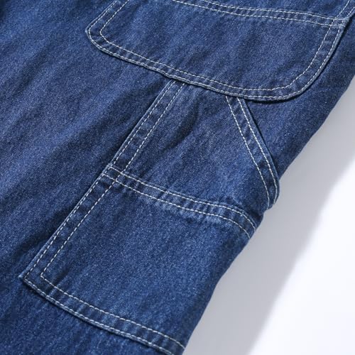 Peto de mezclilla azul con multiples bolsillos de trabajo para hombre de corte recto comodo YOUTHUP 6