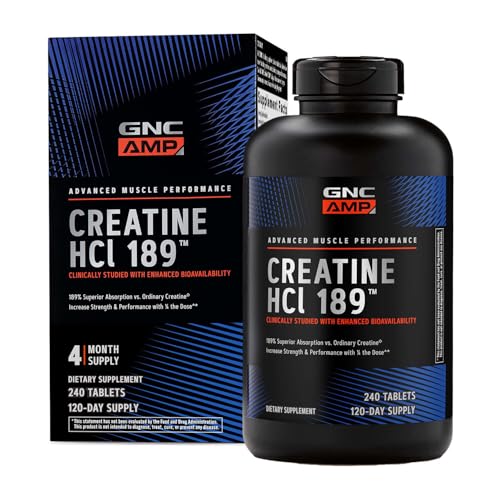 GNC AMP Creatine HCl 189 Pills, Supports Strength & Muscle Building, Athletic Performance, Energy...