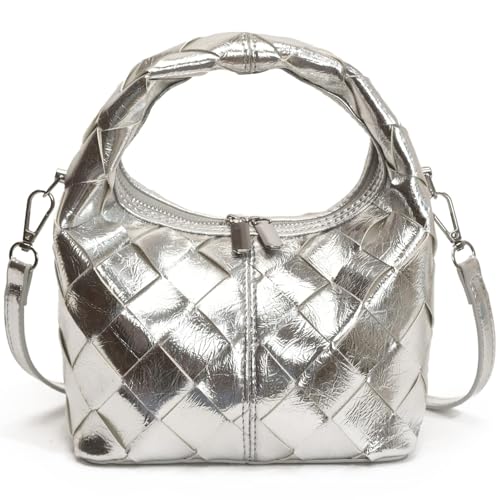 Small Woven Shoulder Crossbody Bags for Women Hobo Handbag Cute MINI Tote Purses with Adjustable Strap