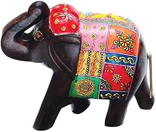 Song of India Hand Painted Wood Elephant 6" H