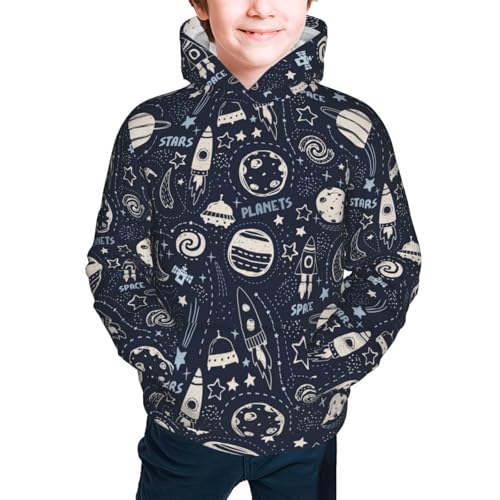 Cute Rocket Satellite Kids Pullover Hoodies Boys Sweatshirts Girls Athletic Clothes with Pocket2