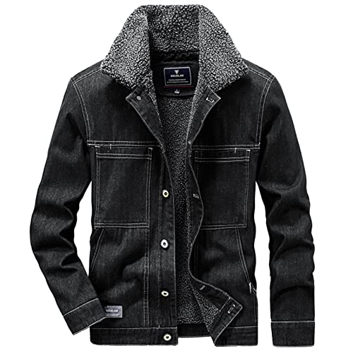 Veste en jean noir homme avec multi poches et capuche à lunettes chaudes
