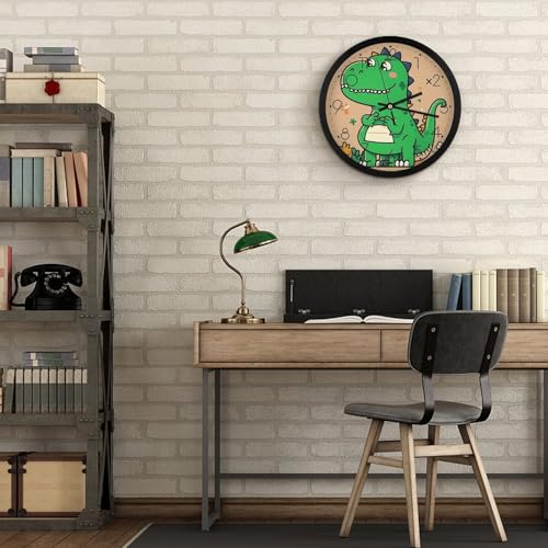 Horloge murale dinosaure 25cm noire silencieuse moderne - 7