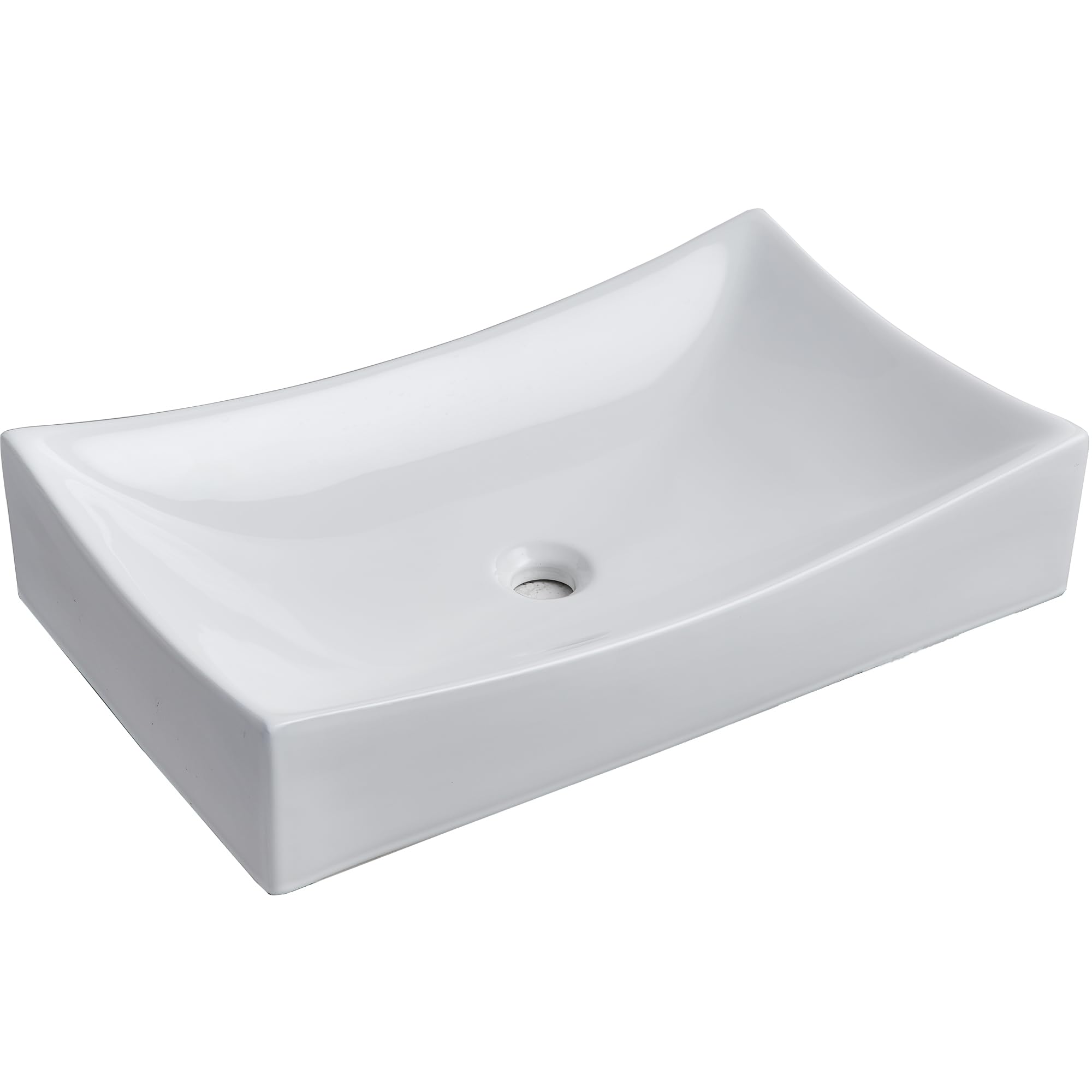 Friho 25 * 15 inch Bathroom Vessel Sink,Modern Above Counter Porcelain Bathroom Sinks,Rectangular Single Bowl White Ceramic Art Basin for Bathroom Vanity