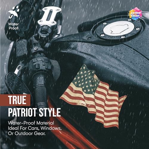 Image of American Flag Stickers (4 Pack) - Waterproof, UV Resistant, Strong Adhesive Distressed American Flag Decal - Used for Car, Truck, Laptop, Water Bottle, Phone Case