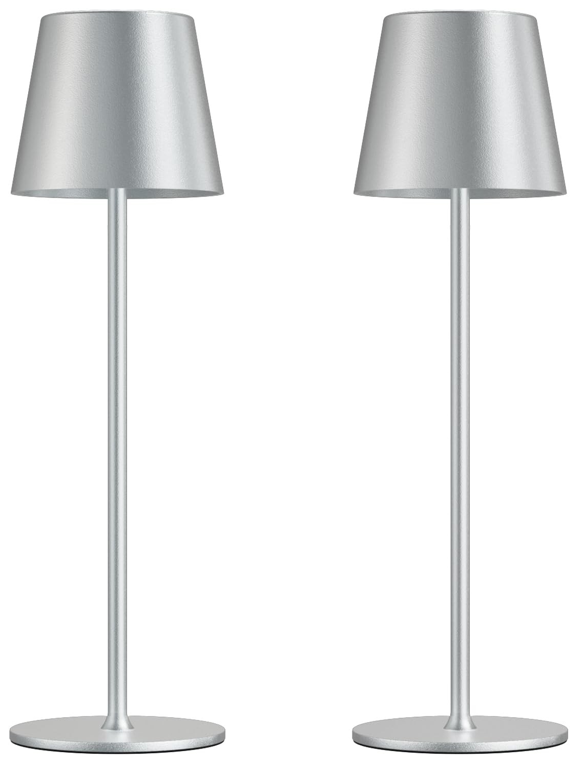 Kakanuo Cordless Table Lamp Rechargeable - Silver Grey 2 Pack 5000mAH Battery Operated Lamp for Counter, 3 Color Stepless Dimming Wireless Lamp for Dining Kitchen, Outdoor Patio, Touch Control