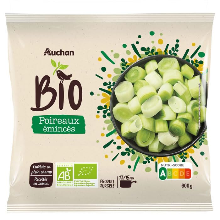 AUCHAN Poireaux émincés bio 600 g