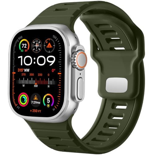 Odbeai Sport Band – Silicone Apple Watch Band 42–49mm Army Green