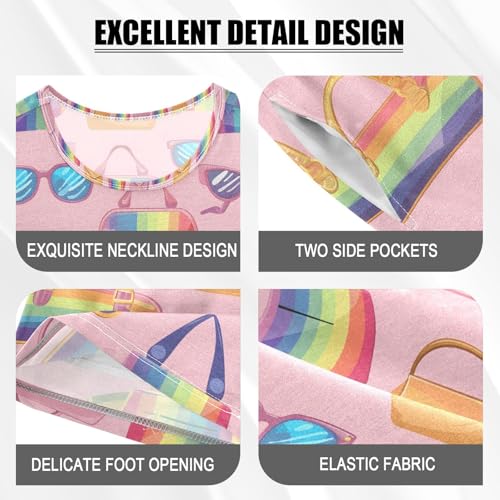 ALAZA Beauty Sunglasses Bag Pajamas Set Short Sleeve Cotton Sleepwear Summer Pjs 2 Piece 5-14Y4