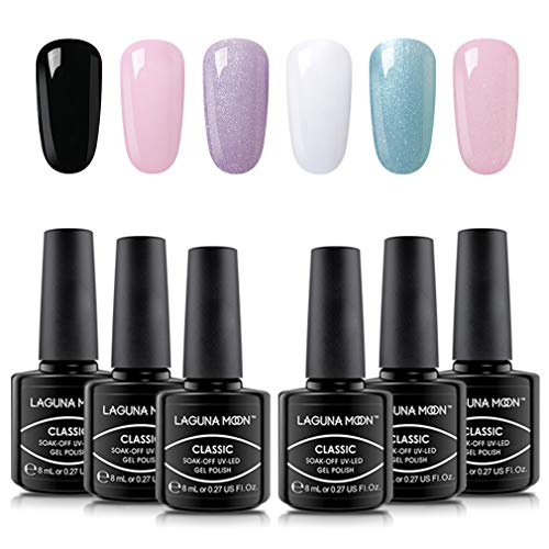 Lagunamoon Gel Nagellack UV LED, 6 Farben Themenset, Gel Polish Soak off 8ML - Haustiere