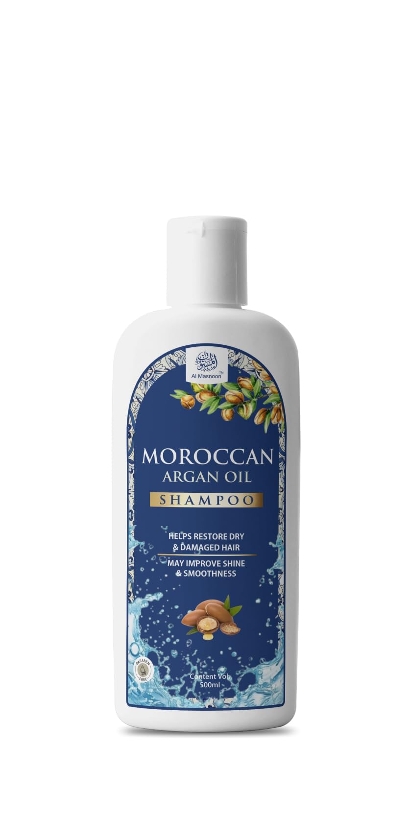 AL MASNOON Moroccan Argan Oil Shampoo / 500ml | Pure Moroccan Argan Oil | Deep Nourishment for Dry, Frizzy & Damaged Hair | Boosts Shine, Softness & Scalp Health || Pack of 1