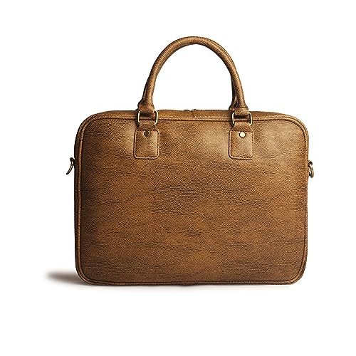 Image of Gauge Machine Professional Vegan Leather Messenger Briefcase Bag for Office |Fits upto 14 /15 / 16 inch Laptop |Separate Padded Laptop Compartment |Water Resistant |Men & Women |16L