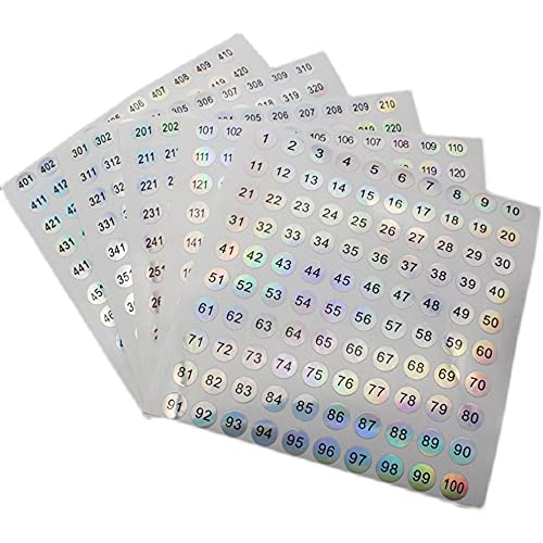 Luottus Holografische Zahlen-Aufkleber 1-500, selbstklebende Aufkleber, runde Nummern-Etiketten, Lagerung, Organisation, Aufkleber, 2 Stück Cover