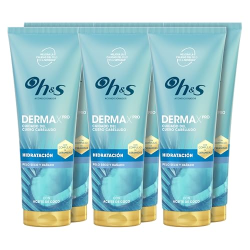 H&S DermaXProHidratante Acondicionador Ligero 220ml con Aceite de Coco y Complejo de Ceramidas para el Cuero Cabelludo Seco. Ayuda a Reforzar la Barrera Cutánea para un Pelo Hidratado