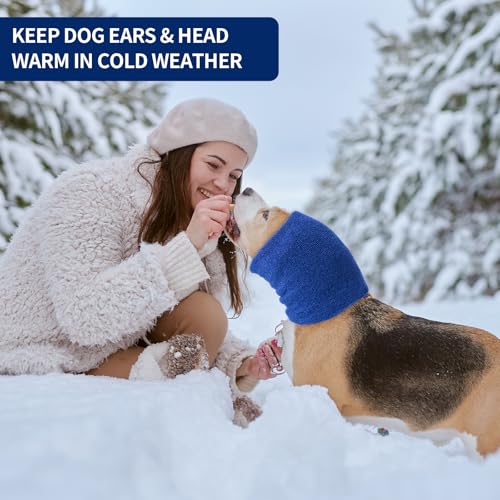 Ohrenschützer für Hunde Lärmschutz,Anti-lärm Ohrenschutz Hund, Pet Earflap Head Wrap,Haustier Schallschutzhaube (blau, M)