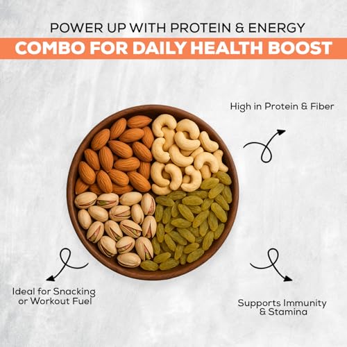 Image of EVRR Dry Fruits Combo- California Almonds | Cashews | Roasted Pistachios | Naturally Sweet Green Raisins Kishmish | Protein-Rich | Crunchy & Fresh | Healthy Snacks for Gifting | 250g Each (Pack of 4)