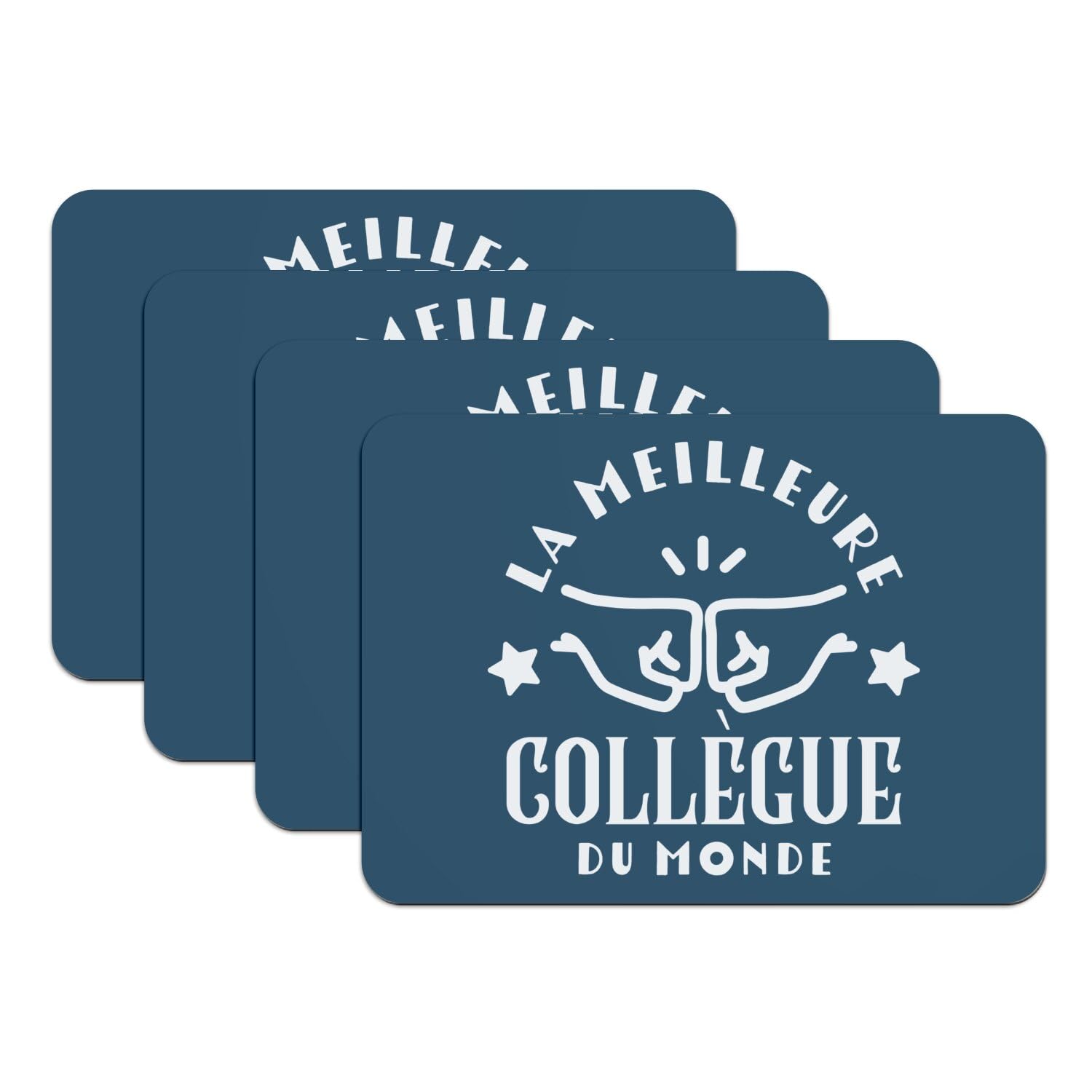Sets de table antidérapants en caoutchouc bleu grand format 39,5x28,5 cm