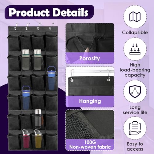 Over-The-Door-Water-Bottle-Organizer-for-Stanley-Multi-Functional-24-Pockets-Water-Bottle-Organizer-for-Door-Foldable-Wall-Mounted-Design-Over-The-Door-Cup-Holder-for-Kitchens-and-RV
