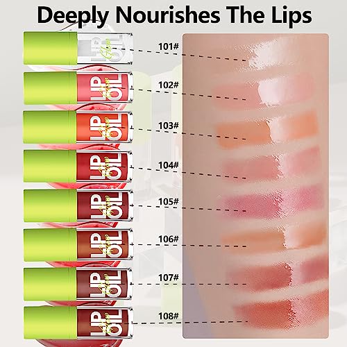 2 Colors Hydrating Lip Oil, Nourishing Tinted Lip Oil Gloss Makeup Set, Non-Sticky Long Lasting Formula Smooth Glossy Big Brush Head Lip Plumper Oil Shiny And Vegan Lip Care (#01 + #05) #TOP6