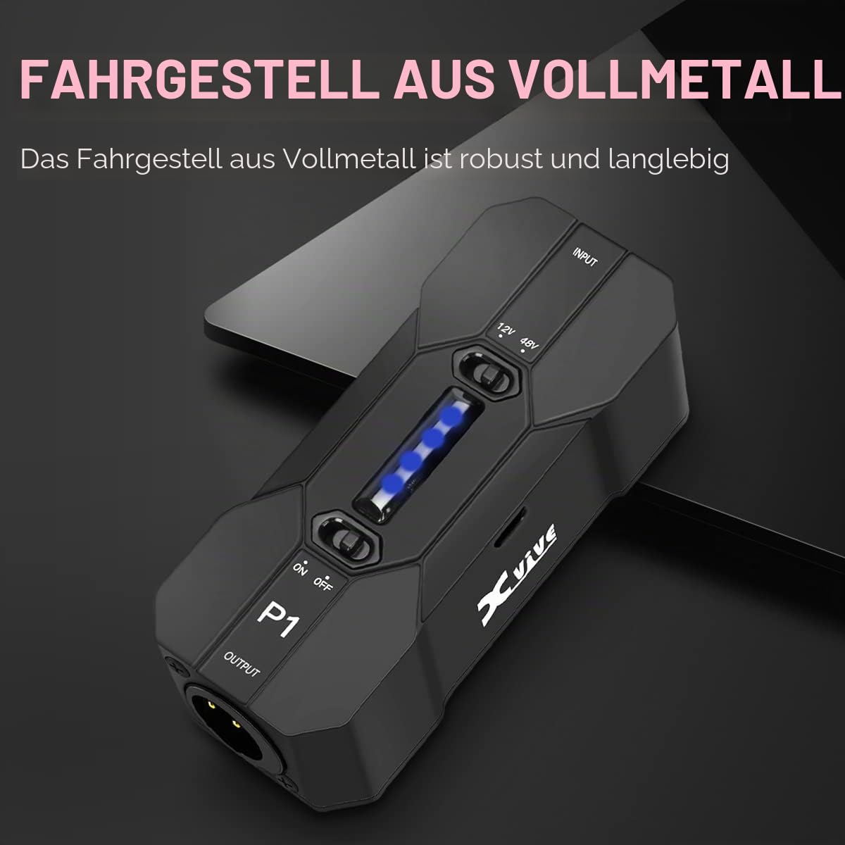 Xvive P1 Phantomspeisung, tragbar, wiederaufladbar, Phantom, 48 V/12 V, Stromversorgung für Kondensator-Mikrofon, Box und Aufnahmeausrüstung