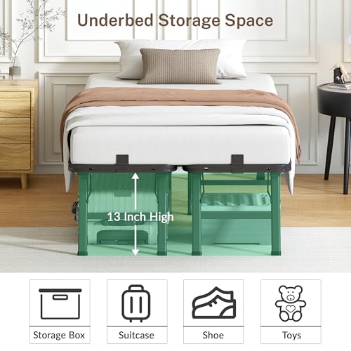 VIPSHOW 14 Inch Twin XL Metal Bed Frame Folding Bed Frame Tool-Free Assembly Mattress Foundation No Box Spring Needed Platform 2500lbs Heavy Duty Steel Slats, Noise-Free, Easy Assembly, Black
