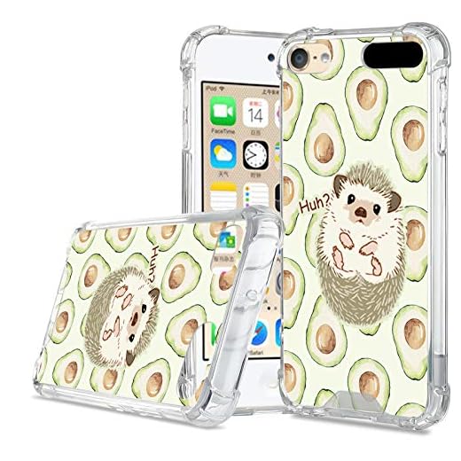 LSL Compatible with iPod Touch 5/6/7 Clear Phone Case Shock Absorption Shockproof Bumper Cover with Cute Hedgehog
