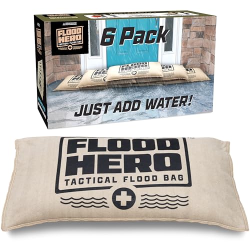 Flood Hero 2 x 1 ft Water Activated Sandbags - 6 Pack Flood Bag Barriers