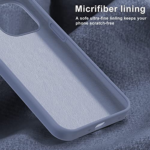 Image of DIZORO Microfiber Candy Case Compatible for iPhone 14 PRO, Shockproof Slim Back Cover Liquid Silicone Case (Lavender Grey)