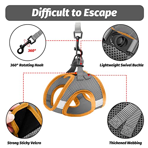 Image of FAYOGOO Cat Harness and Leash Set | Upgrade Step-in Escape Proof Harness | Lightweight Soft Vest, No-Choke Design for Walking, Travel, Camping (Gray)