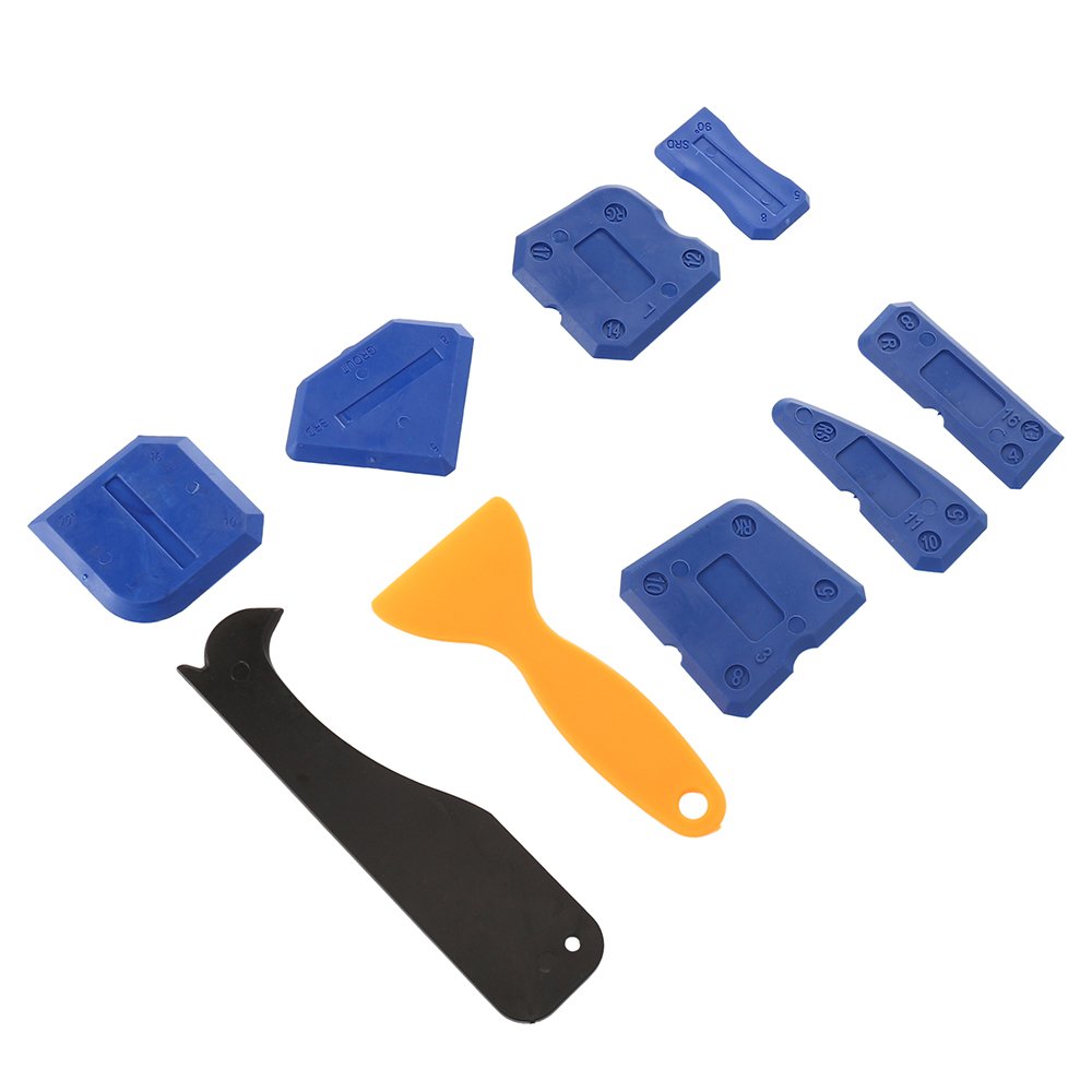Txkrhwa 9pcs Caulking Tool Kit Plastic Sealant Finishing Tool with Multiple Shape and Size Portable Grout Scraper Multipurpose Caulk Remover for Home Kitchen Bathroom Window Tile and Sink Joint