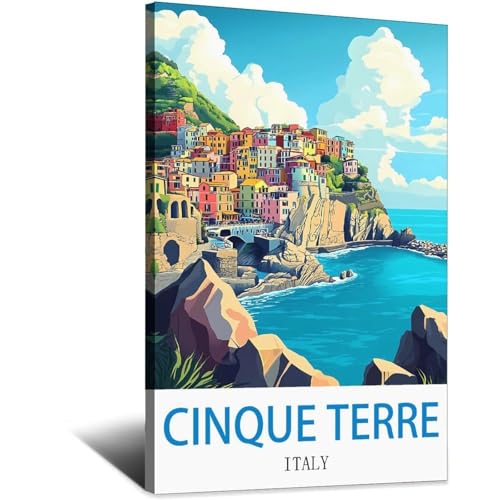 Déco murale Cinque Terre Italie affiche vintage 20x30 anti-reflet