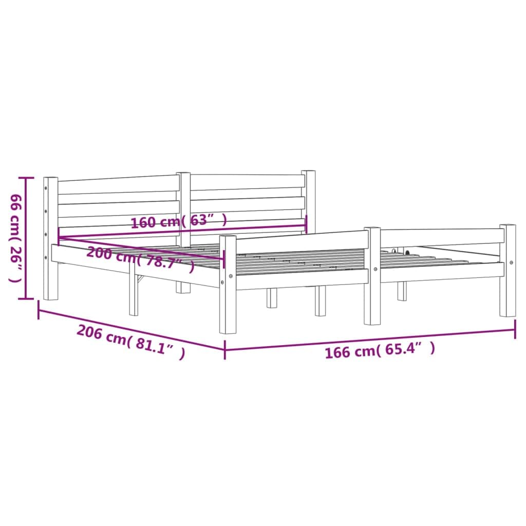 vidaXL Kiefernholz Massiv Bettgestell Holzbett Futonbett Bett Doppelbett Massivholzbett Bettrahmen Lattenrost Schlafzimmerbett Weiß 160x200cm