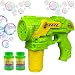 Haktoys Regular Transparent Bubble Gun Shooter Light Up Blower Machine | Bubble Blaster for Kids, Parties, Etc. - with LED Flashing Lights, Extra Refill Bottle, Sound-Free (Batteries Included)