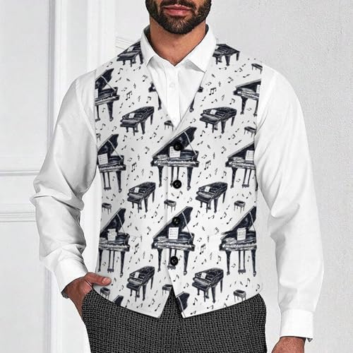 Music Instrument Piano Novelty Men's Suit Vest Casual Formal Dress Vests Business Waistcoat2
