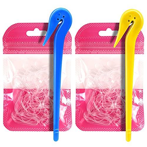 Teenitor Elastic Band Cutter With Clear Hair Elastics, 2pcs Elastics Removers Tool Picks For Ponytail And 100 Pcs Clear Rubber Bands