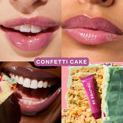Image of Tower 28 LipSoftie Tinted Lip Balm Treatment - Hydrating Glossy Balm + Overnight Lip Mask with Jojoba Oil + Shea Butter - Sweet, Cushiony Formula for Smooth, Soft Lips - Confetti Cake (0.38 oz)