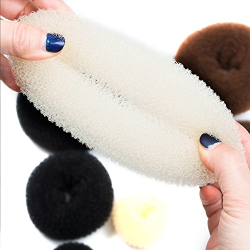 Foto von CareforYou 3-teiliges Donut-Set für Haarknoten, Ring-Stil für Chignon, Kinder, Damen, Mädchen, extra (1 groß, 1 mittel, 1 klein) (beige)