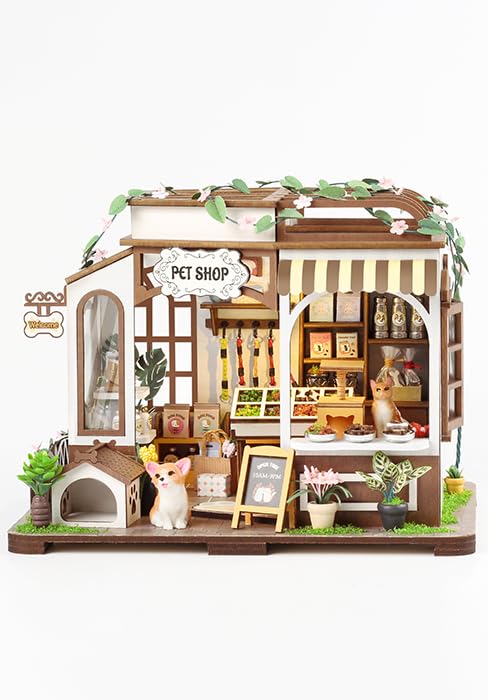 Book Nook Kit Fai Da Te - Diy Case Delle Bambole In Miniatura Stile Cat Street - Modello 3D In Legno Con Luci LED Calde E Mobili - Puzzle Per Adulti E Ragazzi Da 14 Anni, Decorazione Per Scaffale - 2