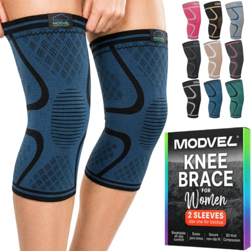 Image of Modvel 2 Pack Knee Brace for Women - Knee Support for Walking, Knee Compression Sleeves for Pain Relief, Knee Sleeves for Women, Knee Brace for Sports, Workouts & Arthritis