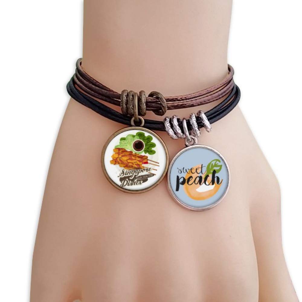 DIYthinkerTraditional Singapore Satay Dish Bracelet Rope Fruit Peach Ornaments Wristband
