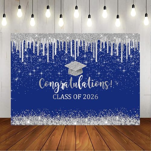 Fondo para graduación azul y plata 7x5 pies miniatura 5