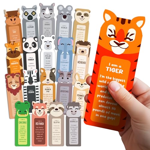 Only Zest 100 Bulk Bookmarks for Kids 2x6 inches Land Animal Version 20 Quality Designs